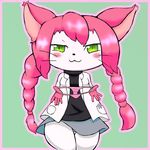  artist_request cat cat_busters character_request furry green_eyes long_hair panties pink_hair smile twintails 