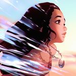  bare_shoulders black_hair brown_eyes dark_skin disney ilya_kuvshinov jewelry long_hair moana_(movie) moana_waialiki necklace solo 