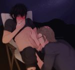  2boys blush erection fellatio final_fantasy final_fantasy_xv ignis_scientia multiple_boys noctis_lucis_caelum oral outdoors penis sitting sucking undressing yaoi 