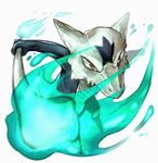  alolan_marowak bone brown_eyes commentary fire highres holding holding_bone marowak pokemon pokemon_(creature) pokemon_(game) pokemon_sm regional_variant skull traditional_media watercolor_(medium) 