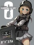  artist_name blitz_(rainbow_six_siege) blonde_hair bulletproof_vest cowboy_shot genderswap genderswap_(mtf) gloves green_eyes grey_background helmet highres long_hair long_sleeves looking_at_viewer namaniku_atk pleated_skirt rainbow_six rainbow_six_siege riot_shield skirt smile solo walkie-talkie white_skirt 