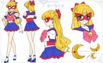  aino_minako alternate_eye_color artist_name bare_legs bishoujo_senshi_sailor_moon blonde_hair blue_footwear blue_sailor_collar blue_skirt bow brooch brown_eyes character_name character_sheet choker elbow_gloves full_body gloves hair_bow half_updo jewelry long_hair looking_at_viewer magical_girl mask multiple_persona multiple_views pink_bow pleated_skirt pretty_guardian_sailor_moon profile red_bow sailor_collar sailor_senshi_uniform sailor_v shirataki_kaiseki shoes skirt smile standing strappy_heels turnaround two_side_up white_background white_choker white_gloves 