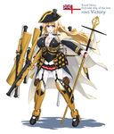  bad_id bad_pixiv_id barrel bicorne blonde_hair blue_eyes braid buttons cannon cape dakku_(ogitsune) frilled_skirt frills full_body gun hat high_heels hms_victory holding holding_gun holding_staff holding_weapon long_hair long_sleeves mecha_musume military military_jacket military_vehicle miniskirt open_mouth original pantyhose personification pleated_skirt pointy_ears royal_navy scabbard sheath ship ship_of_the_line skirt solo staff sword warship watercraft weapon white_ensign white_legwear 