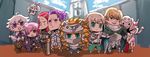  5boys airgetlam_(fate) animal armor artoria_pendragon_(all) artoria_pendragon_(lancer) bedivere blonde_hair blue_eyes blush braid chibi closed_eyes fate/apocrypha fate/extra fate/grand_order fate_(series) fou_(fate/grand_order) gawain_(fate/extra) green_eyes helmet highres knights_of_the_round_table_(fate) kyouna lancelot_(fate/grand_order) long_hair looking_at_viewer mash_kyrielight merlin_(fate) mordred_(fate) mordred_(fate)_(all) multiple_boys multiple_girls ponytail purple_eyes purple_hair red_hair riyo_(lyomsnpmp)_(style) smile tristan_(fate/grand_order) white_hair 