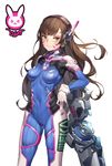  :3 acronym animal_print arm_at_side ass_visible_through_thighs bangs blue_bodysuit bodysuit boots bracer breasts breasts_apart brown_eyes brown_hair bunny_print character_name closed_mouth clothes_writing covered_navel cowboy_shot d.va_(overwatch) energy_gun eyelashes facepaint facial_mark gloves gravity_gun gun headphones high_collar highres legs_apart long_hair long_sleeves looking_at_viewer medium_breasts mokew overwatch pauldrons pilot_suit ribbed_bodysuit shiny shiny_clothes shoulder_pads simple_background skin_tight skindentation solo standing thigh_boots thigh_strap thighhighs tight v-shaped_eyebrows weapon whisker_markings white_background white_footwear white_gloves 