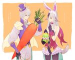  1girl amatari_sukuzakki animal_ears bunny_ears bunnysuit carrot deere_(fire_emblem_if) easter easter_egg egg fire_emblem fire_emblem_heroes fire_emblem_if hat holding holding_egg simple_background twintails velour_(fire_emblem_if) 