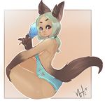 animal_humanoid breasts canine clothing dog dog_humanoid female fur hair humanoid looking_at_viewer mammal nite solo swimsuit thick_thighs 