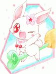  blush broom cherry cherry_blossom eyelashes female feral food fruit fur furari@ gem hare jewelpet jewelry lagomorph mammal necklace open_mouth plant ruby_(jewelpet) sanrio simple_background solo star tongue traditional_media_(artwork) tuft white_fur 