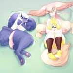  clothed clothing duo female fur hair humanoid lagomorph looking_at_viewer mammal nite rabbit sleeping slightly_chubby smile tongue tongue_out watermark 