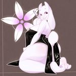  anthro big_breasts breasts caprine clothed clothing female goat huge_breasts kneeling mammal nipple_bulge nite overweight smile solo toriel undertale video_games 