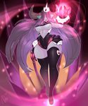  breasts clothed clothing demon female hair hair_over_eye horn magic nipple_bulge nite rubber solo standing thick_thighs wide_hips 
