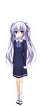  absurdres bangs child dress eyebrows_visible_through_hair full_body highres lavender_hair looking_at_viewer non-web_source purple_eyes reminiscence reminiscence_re:collect ribbon shimazu_aki shoes smile socks solo standing tomose_shunsaku transparent_background twintails white_legwear 