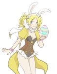  animal_ears bad_id bad_twitter_id blonde_hair bunny_ears bunnysuit easter easter_egg egg fire_emblem fire_emblem:_kakusei fire_emblem_heroes highres liz_(fire_emblem) looking_at_viewer simple_background smile solo_focus twintails white_background 
