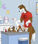  bad_parenting butt canine changing_table cub diaper dog erection father holly_marie_ogburn infantilism lagomorph male male/male mammal nude nursery parent rabbit red_bottom spanking tears teddy_bear young 