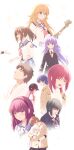  4boys 6+girls :d ^_^ absurdres ahoge angel_beats! anniversary baseball_cap black_hairband black_jacket blonde_hair blue_eyes blue_hair blunt_bangs blush brown_hair closed_eyes closed_mouth collared_shirt commentary_request couple crying crying_with_eyes_open floating_hair green_eyes guitar hairband half-closed_eyes happy hat highres hinata_hideki hisako_(angel_beats!) holding holding_guitar holding_instrument hug instrument irie_miyuki iwasawa_masami jacket light_particles long_hair long_sleeves looking_ahead looking_at_another looking_at_viewer matsushita_(angel_beats!) medium_hair multiple_boys multiple_girls nakamura_hinato nakamura_yuri naoi_ayato neck_ribbon neckerchief open_mouth orange_hair otonashi_yuzuru pink_hair pink_neckerchief ponytail profile purple_eyes purple_hair red_ribbon ribbon school_uniform sekine_shiori shinda_sekai_sensen_uniform shirt short_hair sidelocks simple_background sleeves_rolled_up smile spiked_hair straight_hair streaming_tears tachibana_kanade tears upper_body very_long_hair white_background white_hair white_shirt yellow_jacket yui_(angel_beats!) 