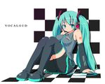  aqua_eyes aqua_hair bad_id bad_pixiv_id bike_shorts detached_sleeves hatsune_miku long_hair sitting solo take_(office-t) thighhighs vocaloid 