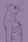  anthro breasts clothed clothing female ferret mammal mustelid navel openlor purple_theme sketch smile solo standing 