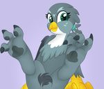  3_toes avian beak convenient_censorship female foot_focus friendship_is_magic gabby_(mlp) gryphon looking_at_viewer my_little_pony paws simple_background solo tail_censorship toes unknown_artist wings 