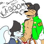 anthro buddy_thunderstruck buddy_thunderstruck_(character) canine darnell_(character) dialogue dog erection ferret foxzombiej male male/male mammal mustelid oral penis sex 