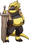  5_fingers alpha_channel anthro azsola clothed clothing dragon fur male navel overweight simple_background smile transparent_background yellow_eyes yellow_fur 