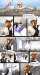 2017 anthro black_fur border_collie bow_tie brown_fur canine clothed clothing collie comic dialogue diner dog duo english_text equine eyewear fur glasses halapmir horse male mammal speech_bubble text thought_bubble white_fur 