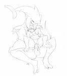  anthro big_dom_small_sub duo erection female male male/female monochrome penetration pussy scalie sex shark_humanoid size_difference sketch smile spread_legs spreading vaginal vaginal_penetration yogoat 