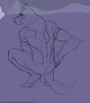  ambiguous_gender anthro canine crouching fur mammal nude openlor purple_theme sketch solo 