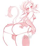  anthro backsack balls bell bovine bulge butt cattle clothed clothing collar crossdressing girly looking_back male mammal nite panties red_theme sketch solo teasing underwear 