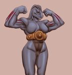  anthro armpits breasts camel_toe featureless_breasts female flexing looking_at_viewer machoke muscular nintendo openlor pok&eacute;mon smile solo standing video_games 