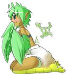  avian aweye-ff bird blush dark_skin diaper feces female harpy humanoid messy_diaper scat soiling 