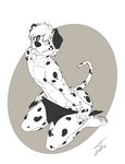  anthro bandanna canine covering covering_self dalmatian dog floppy_ears hair inktiger male mammal simple_background spawts spots tongue tongue_out white_background 