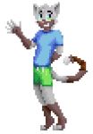  anthro bandanna clothing fur harley_(character) hyperchaotixart_(artist) male male/male multicolored_fur pixel pixel_sprite smile solo sprite two_tone_fur 