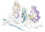  anklet aqua_(fire_emblem_if) blue_hair book camilla_(fire_emblem_if) dress elbow_gloves female_my_unit_(fire_emblem_if) fingerless_gloves fire_emblem fire_emblem_heroes fire_emblem_if gloves hair_between_eyes hair_ornament hair_over_one_eye hairband jewelry long_hair mamkute my_unit_(fire_emblem_if) nintendo pointy_ears purple_eyes purple_hair red_eyes robaco silver_hair veil very_long_hair water wavy_hair yellow_eyes younger 