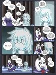  anthro asriel_dreemurr boss_monster caprine clothed clothing comic dialogue duo english_text fur ghost goat hair human jewelry mammal necklace scarf speech_bubble spirit sweat taggen96_(artist) text undertale video_games 