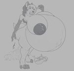  anthro areola armpits belly big_belly big_breasts breasts canine female food grey_background huge_breasts hyper hyper_belly hyper_breasts jackal limitedvision mammal navel nipples simple_background solo stuffing weight_gain 