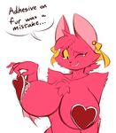  &lt;3 2017 anthro averyshadydolphin bat big_breasts breasts chest_tuft english_text female fur glue mammal one_eye_closed pasties pink_fur smile solo text tuft vixie_(averyshadydolphin) wings 