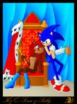  anthro blue_eyes blue_fur boots breasts brown_fur chair chipmunk clothing crown cute duo featureless_breasts female footwear fur green_eyes hair hedgehog king long_hair male male/female mammal mostly_nude queen red_hair rodent romantic_couple royalty sally_acorn smile sonic_(series) sonic_the_hedgehog throne zeffirdreamer 