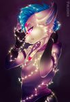  anthro blue_hair canine cat cute feline fox hair hybrid lights mammal mohawk valkoinen 