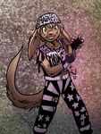  anthro bandanna basitin blush brown_fur clothing female fur gloves macho_madness macho_man_randy_savage madelyn_adelaide p5ych pants sleeveless smile solo the_cream twokinds yellow_eyes 