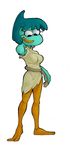  2016 anthro armpits avian bird blue_feathers blue_hair breasts clothing cosplay digital_media_(artwork) eyelashes feathers fee female hair harvey_beaks_(series) kaboozey miriam_beaks pose simple_background smile solo standing white_background 