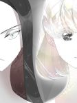  2others alternate_eye_color androgynous black_eyes black_hair bort colored_eyelashes crystal_hair diamond_(houseki_no_kuni) easty eyebrows_visible_through_hair face houseki_no_kuni long_hair looking_at_viewer multiple_others short_hair smile thick_eyebrows white_eyes white_hair white_skin 