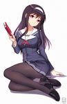  absurdres book highres kasumigaoka_utaha legs long_hair pantyhose pleated_skirt saenai_heroine_no_sodatekata school_uniform sitting skirt solo yokozuwari zeshgolden 