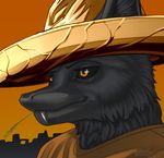  anthro canine dragon foil hat male mammal portrait slash_freezen solo sombrero wild_west wolf 