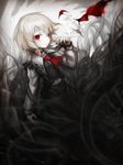  darkness highres pale_skin parted_lips red_eyes ribbon ribbon_removed rumia shirt short_hair skirt spark621 touhou vest 