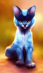  ambiguous_gender black_nose blue_fur blurred_background digital_media_(artwork) feline feral fur mammal orange_eyes sitting solo tamberella 