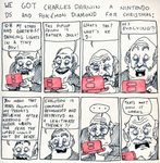 beard charles_darwin claude_tc comic english evolution facial_hair handheld_game_console male_focus monochrome nintendo_ds parody pokemon pokemon_(game) product_placement spot_color you're_doing_it_wrong 