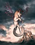  canine day detailed_background digital_media_(artwork) feral mammal outside paws pink_nose sky solo tamberella water wings wolf 