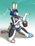  anthro breasts caprine clothed clothing easter_egg female horn kittydee kneeling looking_at_viewer mammal smile solo 