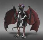  anthro black_skin dragon girly green_eyes male red_wings slash_freezen solo wings 