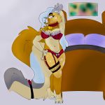  bed bow canid canine canis cervid clothing collar corgi domestic_dog female hair herm horn hybrid intersex invalid_color lingerie long_hair mammal paws tag tusks zahrya zahrya_(character) 